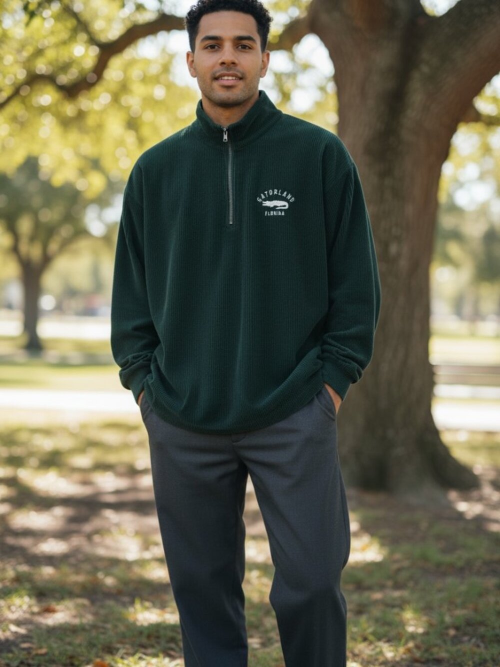 Austin's Florida Gatorland Green Quarter Zip Pullover Long‎ Sleeve Thermal XXL